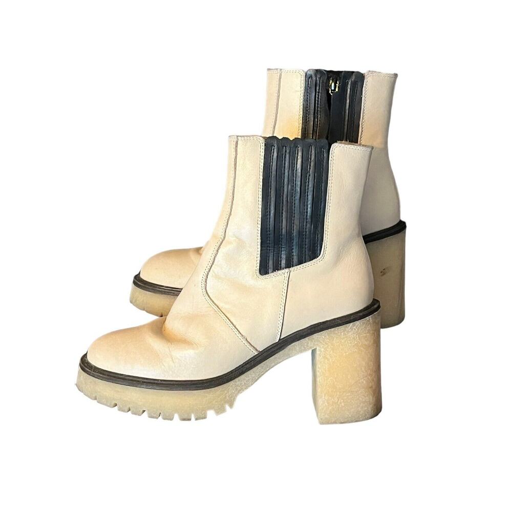 Free People James Chelsea Boot •EUR 38 US 8• Cream White Chunky Heel Leather - Picture 3 of 16